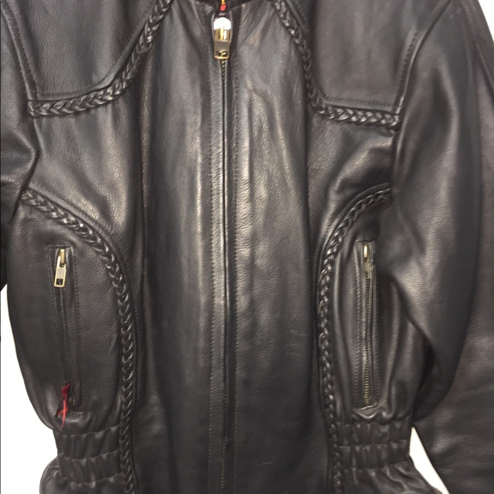 Women’s Leather Motorcycle Jacket - Picture 2 of 4
